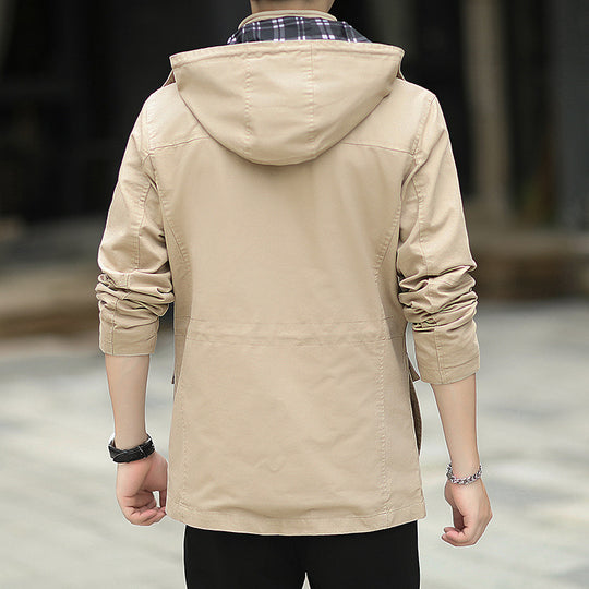 Herren leichter Canvas-Parka im Field-Style mit Kapuze und Multifunktions-Taschen Shop Nory
