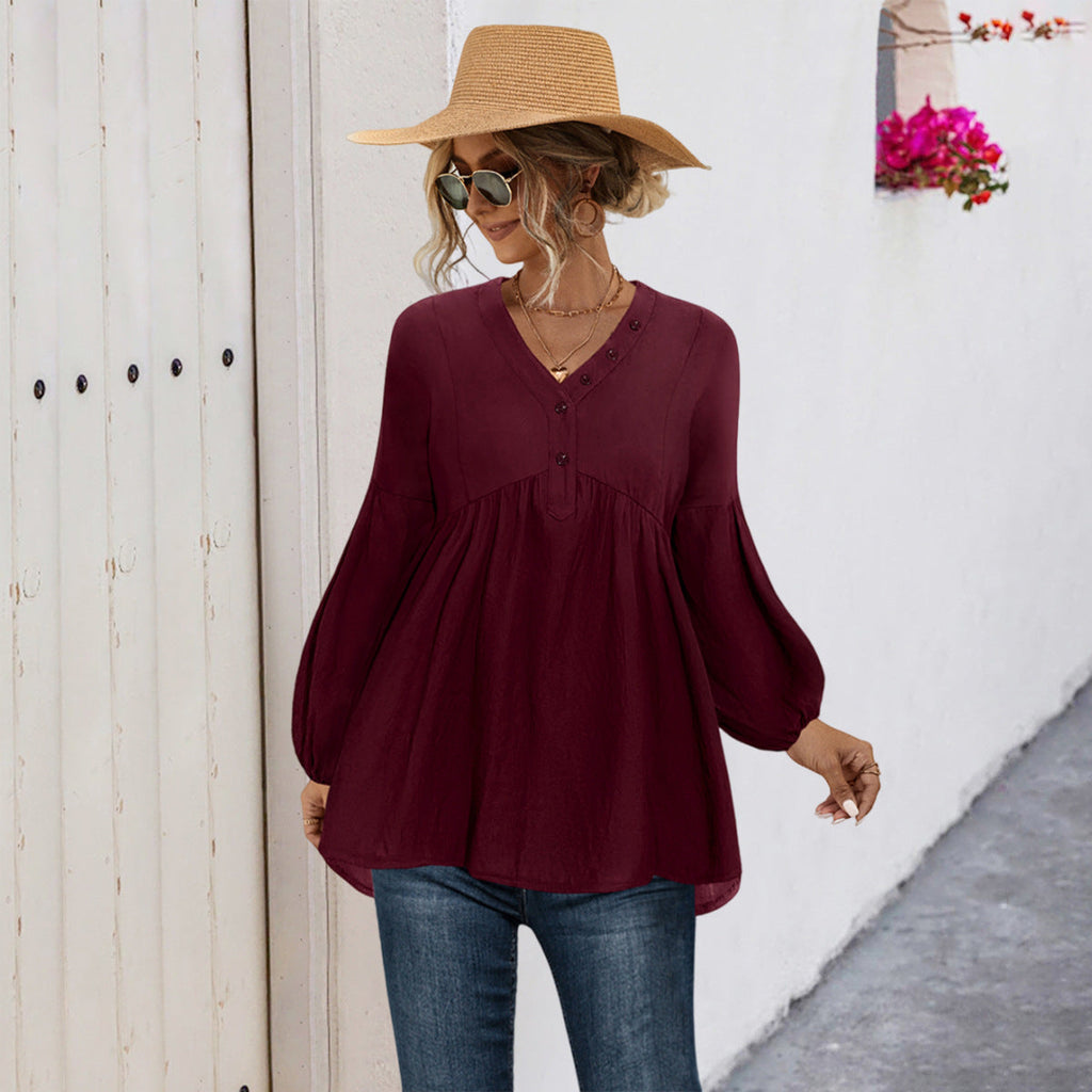 Damen Blusenshirt mit Knopfdetails und lockerer Passform