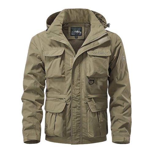 Herren Multifunktionale Fieldjacke mit Kapuze wasserabweisendem Shell und Organizer-Taschen Shop Nory