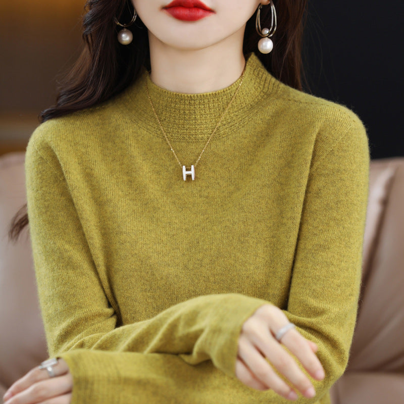 Damen Leichter Feinstrick-Mockneckpullover mit strukturierter Kragenblende Shop Nory