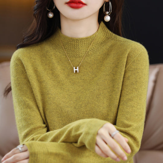 Damen Leichter Feinstrick-Mockneckpullover mit strukturierter Kragenblende Shop Nory