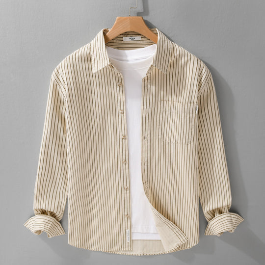Herren Hemdjacken-Cut mit feinem Nadelstreifen und weichem Baumwollmix Shop Nory