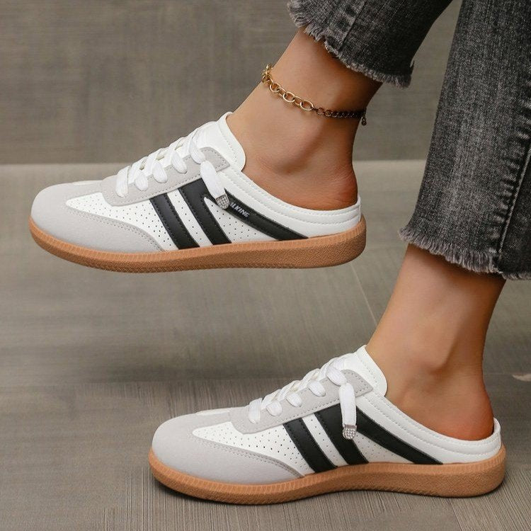 Damen Offene Sneaker‑Mules im Retro‑Tennisstil mit Gummisohle Shop Nory