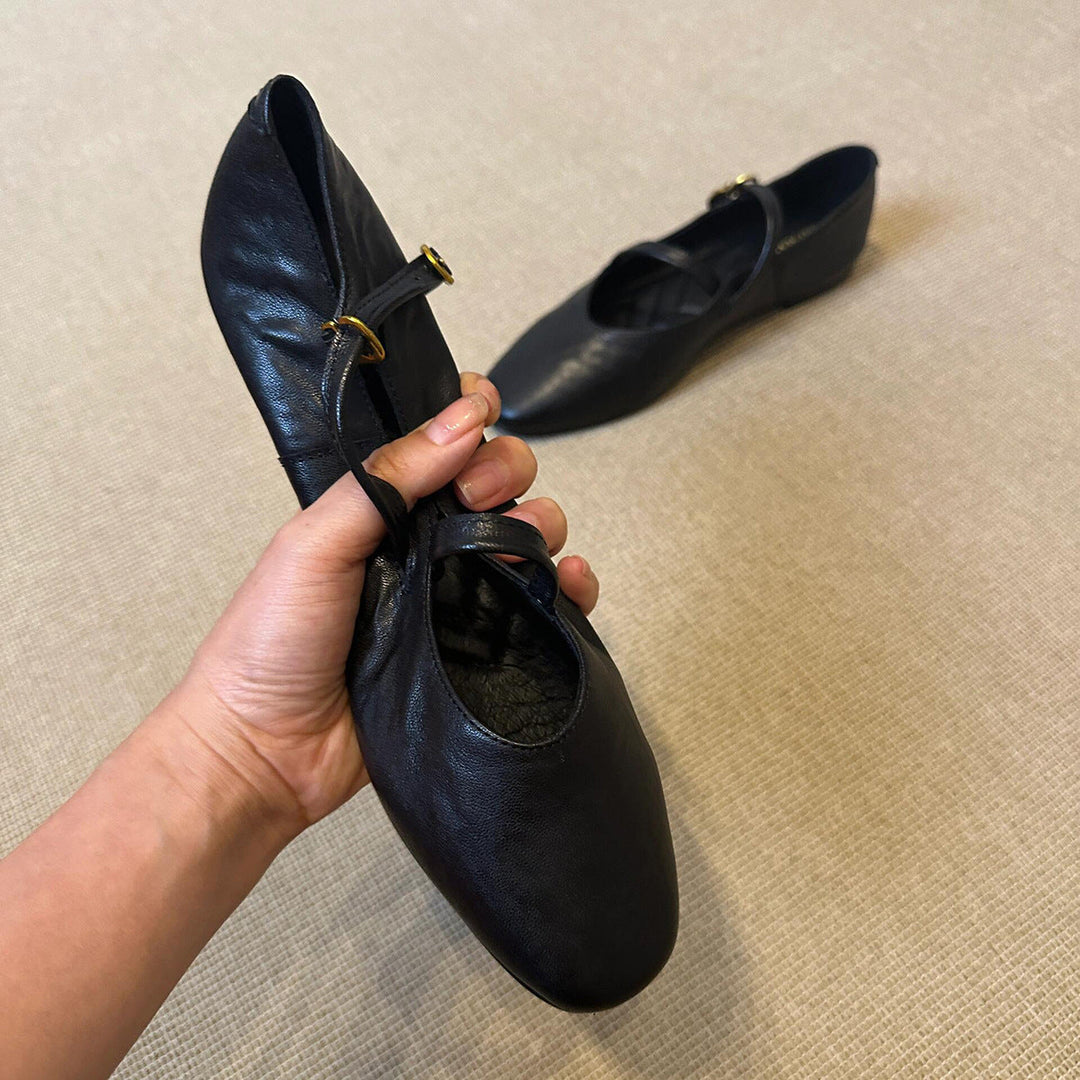 Damen Ballerina-Schuhe mit verstellbarem Riemchen und bequemem Fußbett