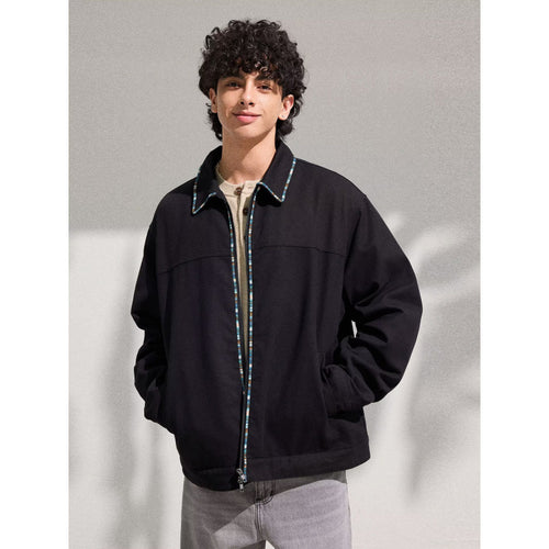 Herren Leichte Blousonjacke mit kontrastierter Zierband-Blende Shop Nory