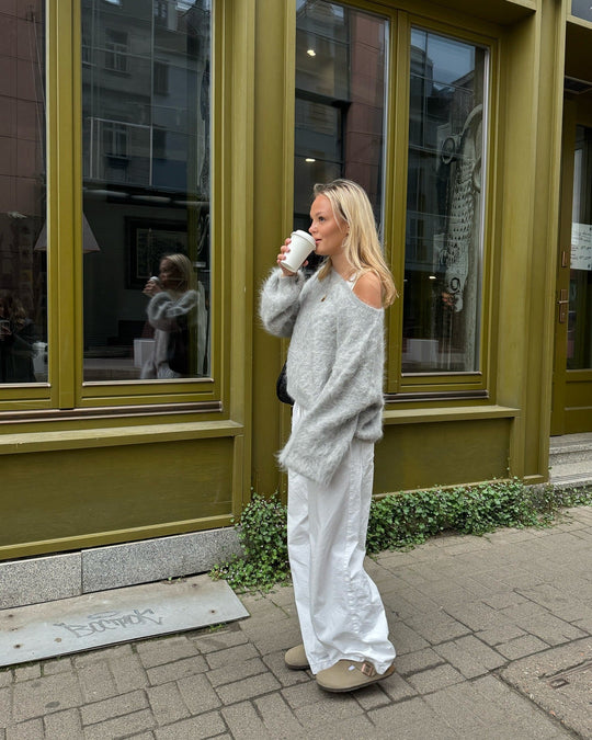 Damen Mohair-Mix Pullover mit Weichem Stoff & Oversized-Ärmeln