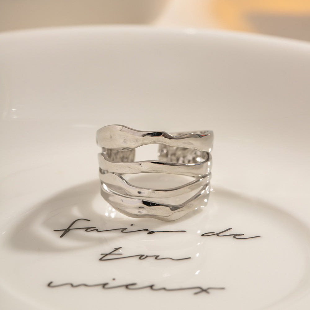 Damen Offener Ring mit modernem Wickeldesign aus hypoallergenem Edelstahl Shop Nory