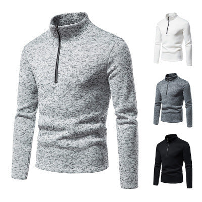 Herren Fleecepullover mit Stehkragen und innovativem Reißverschluss