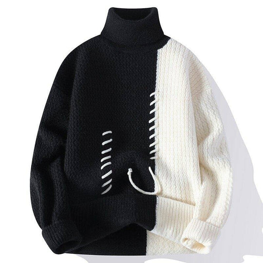 Unisex strukturierter Oversize-Strickpullover mit Zopfmuster und dekorativer Steppnaht Shop Nory
