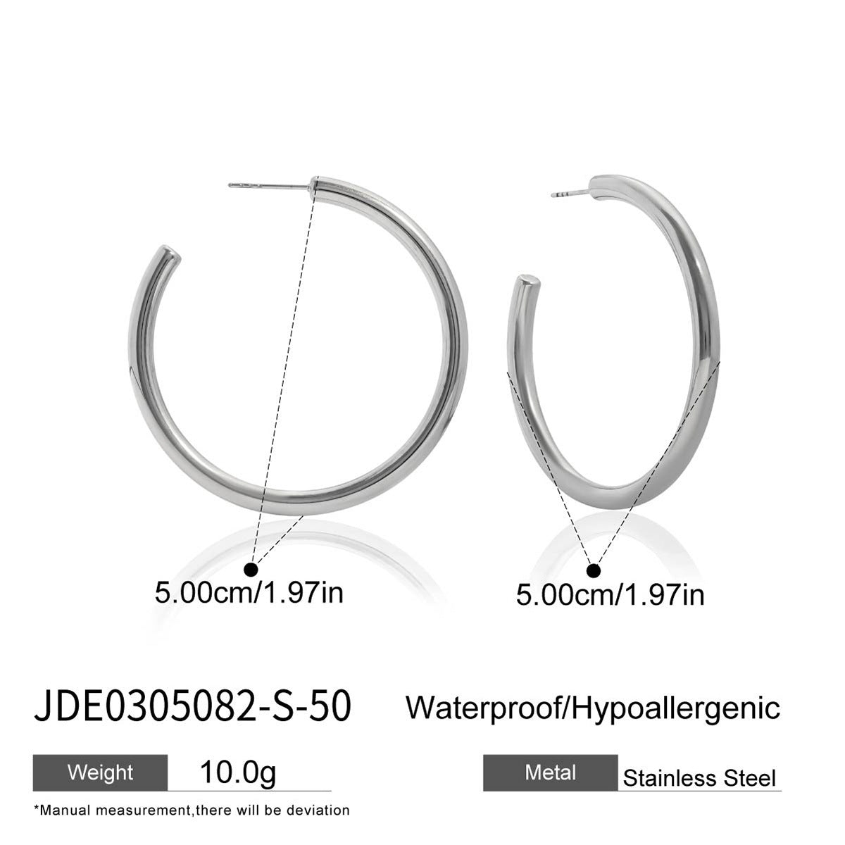 Damen Creolen aus hypoallergenem Edelstahl mit wasserfester Beschichtung Shop Nory