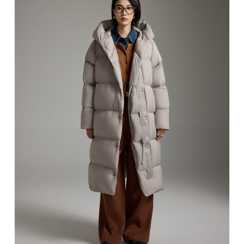 Damen Lange gesteppte Daunenparka mit Kapuze und Thermoisolierung Shop Nory
