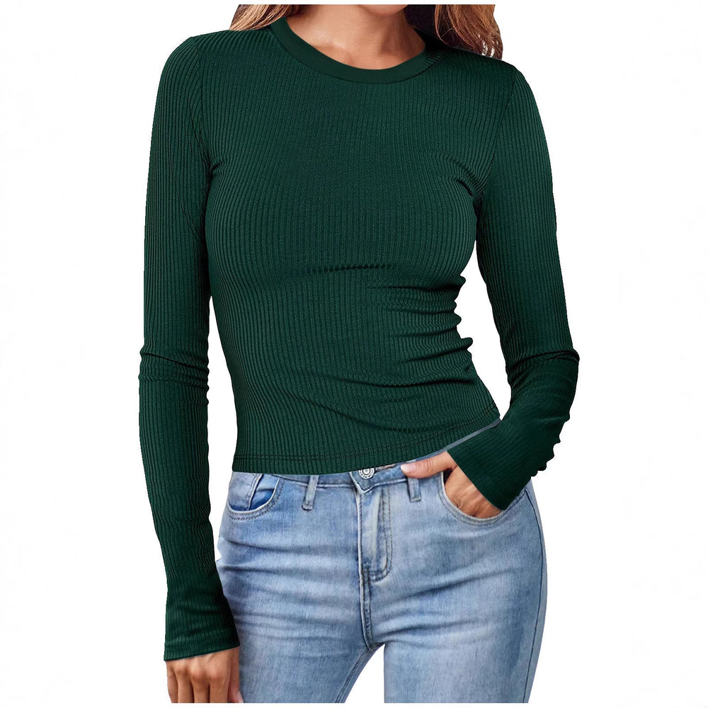Damen figurbetontes Langarmshirt mit Rippstruktur Shopnory