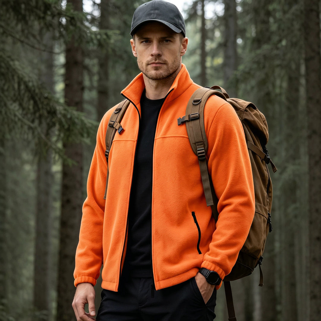 Herren Leichte Outdoor-Fleecejacke mit Stehkragen und Reißverschlusstaschen Shop Nory