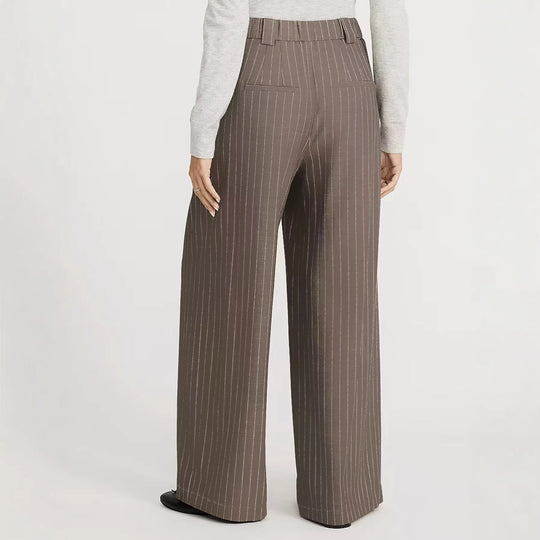 Damen Hochtaillierte weite Anzughose mit Bundfalten und Nadelstreifen Shop Nory