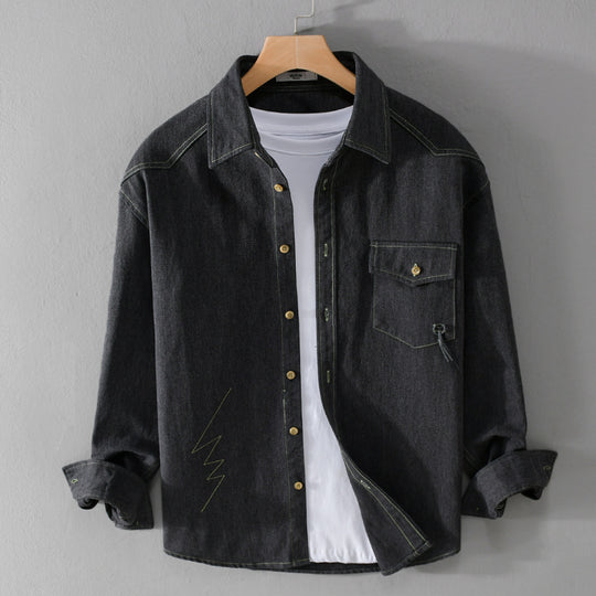 Herren Relaxed-Overshirt aus Baumwoll-Twill mit aufgesetzter Brusttasche Shop Nory