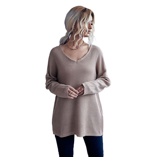 Damen Oversize Waffelstrick-Pullover mit One-Shoulder-Schnitt und lässigem Saum Shop Nory