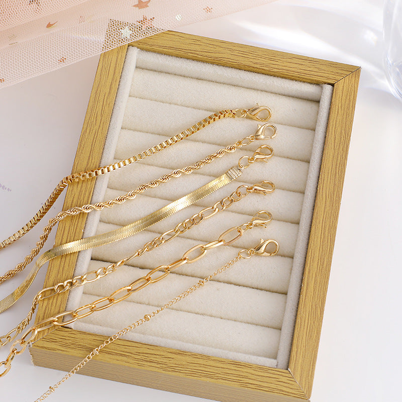 Damen Fußkettchen Set mit eleganten und filigranen Glieder-Motiven Shop Nory