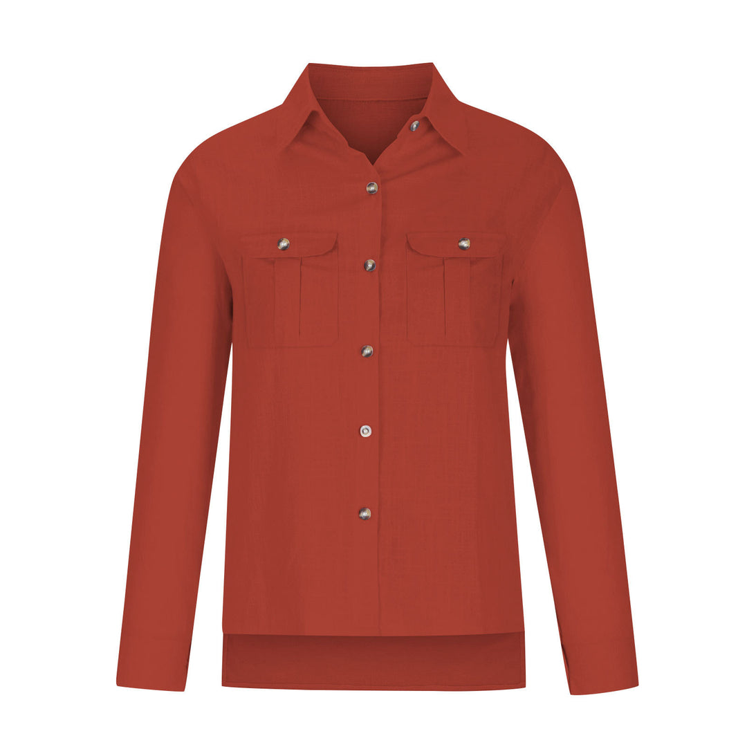 Damen Leichte Oversize-Hemdbluse aus Baumwollmischung mit Brusttaschen Shop Nory