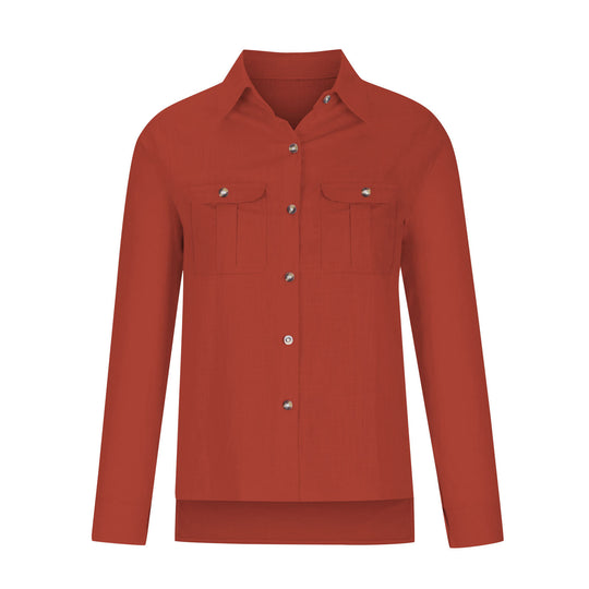 Damen Leichte Oversize-Hemdbluse aus Baumwollmischung mit Brusttaschen Shop Nory
