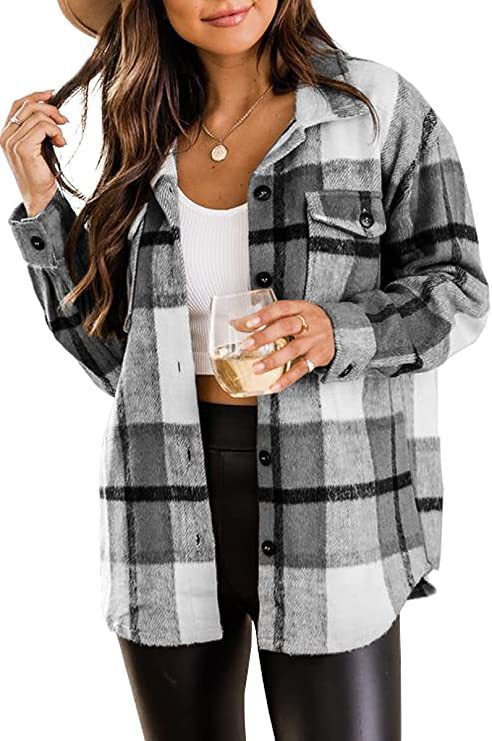 Damen Langärmlige Karobluse mit Brusttaschen und femininer Passform