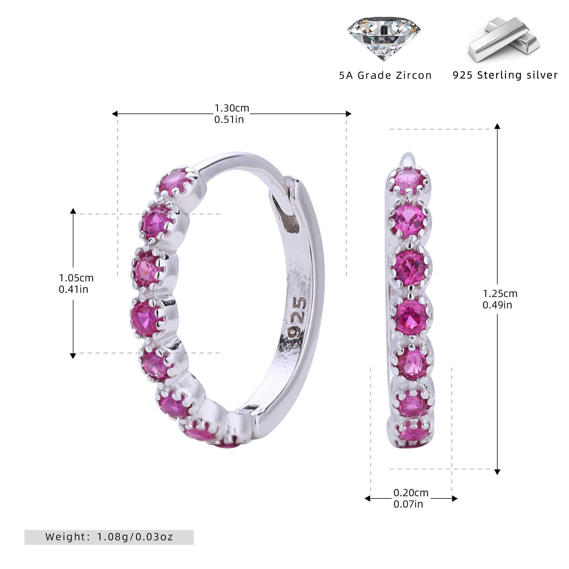 Damen Creolen mit funkelnden Zirkon-Akzenten und hochwertigem 925 Sterling Silber Shop Nory