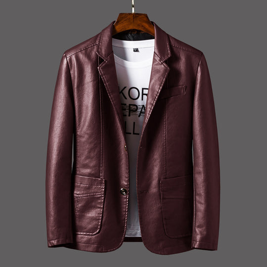 Herren Lederblazer im Sakko-Schnitt mit Reverskragen und Pattentaschen Shop Nory