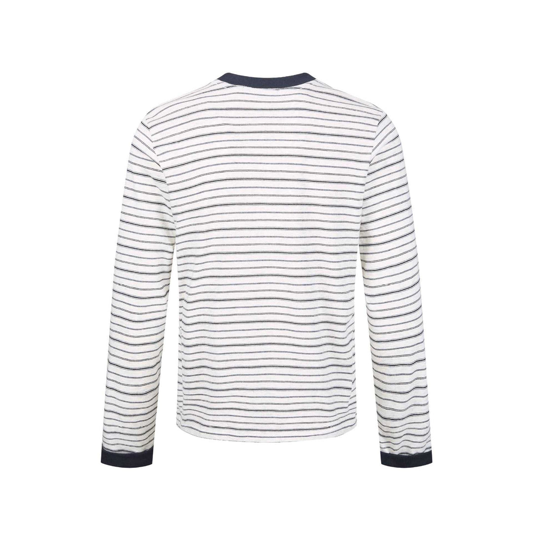 Herren Gestreiftes Langarmshirt aus Baumwollmix mit geripptem Rundhals Shop Nory