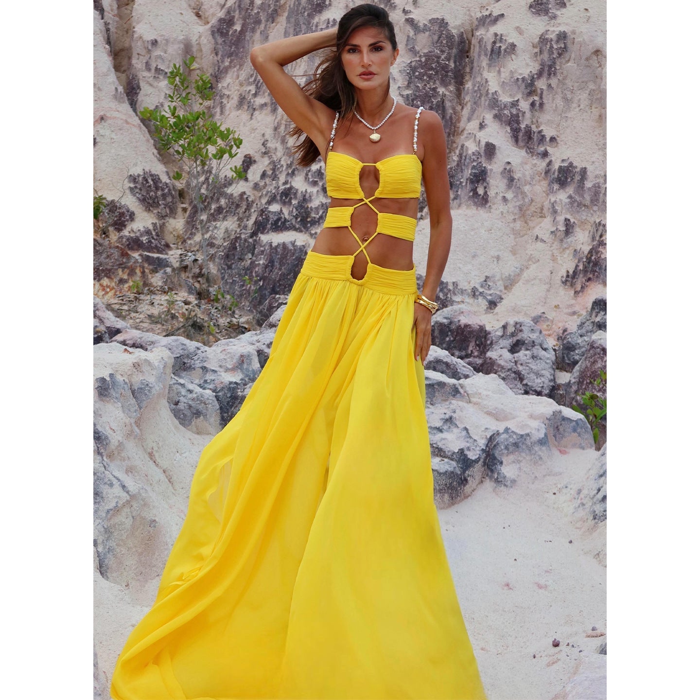 Damen Maxikleid mit einzigartigem Cut-Out Design Shopnory