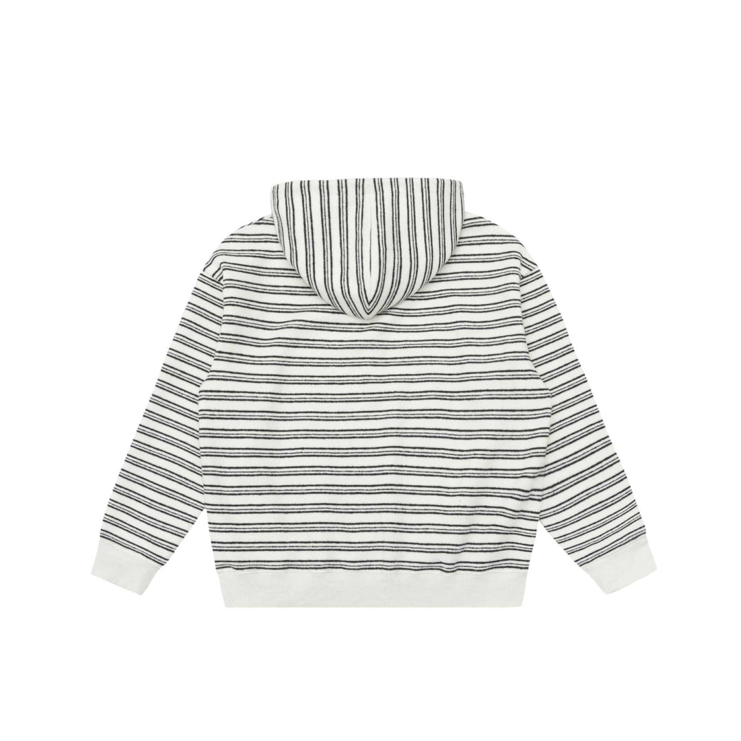 Unisex Gestreiftes Kapuzensweatshirt mit halbem Reißverschluss und Kängurutasche Shop Nory