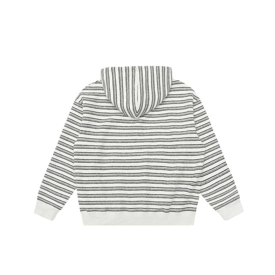 Unisex Gestreiftes Kapuzensweatshirt mit halbem Reißverschluss und Kängurutasche Shop Nory