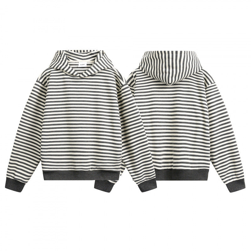 Unisex Gestreifter Oversize-Hoodie aus Baumwoll-Mix mit Rippbündchen Shop Nory