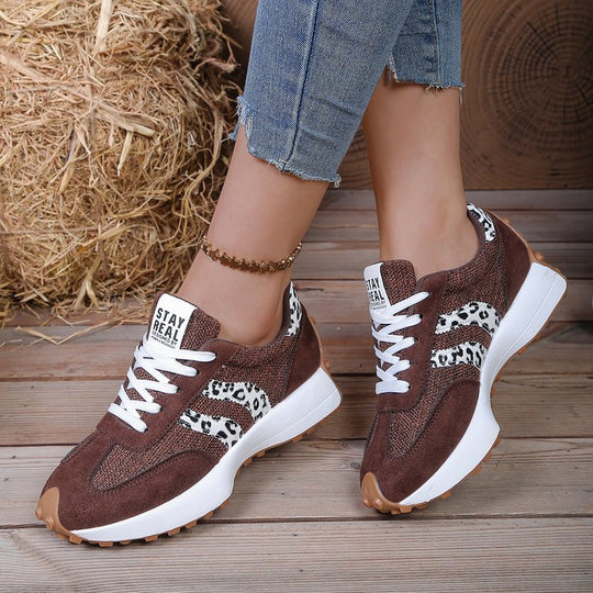 Damen Plateau-Laufsneaker mit Wildlederoptik und Leo-Akzenten Shop Nory