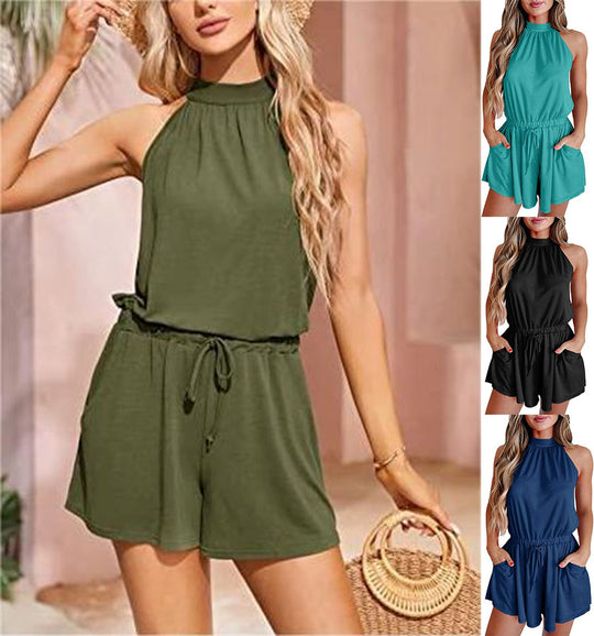 Damen Jumpsuit mit hohem Kragen und tailliertem Schnitt