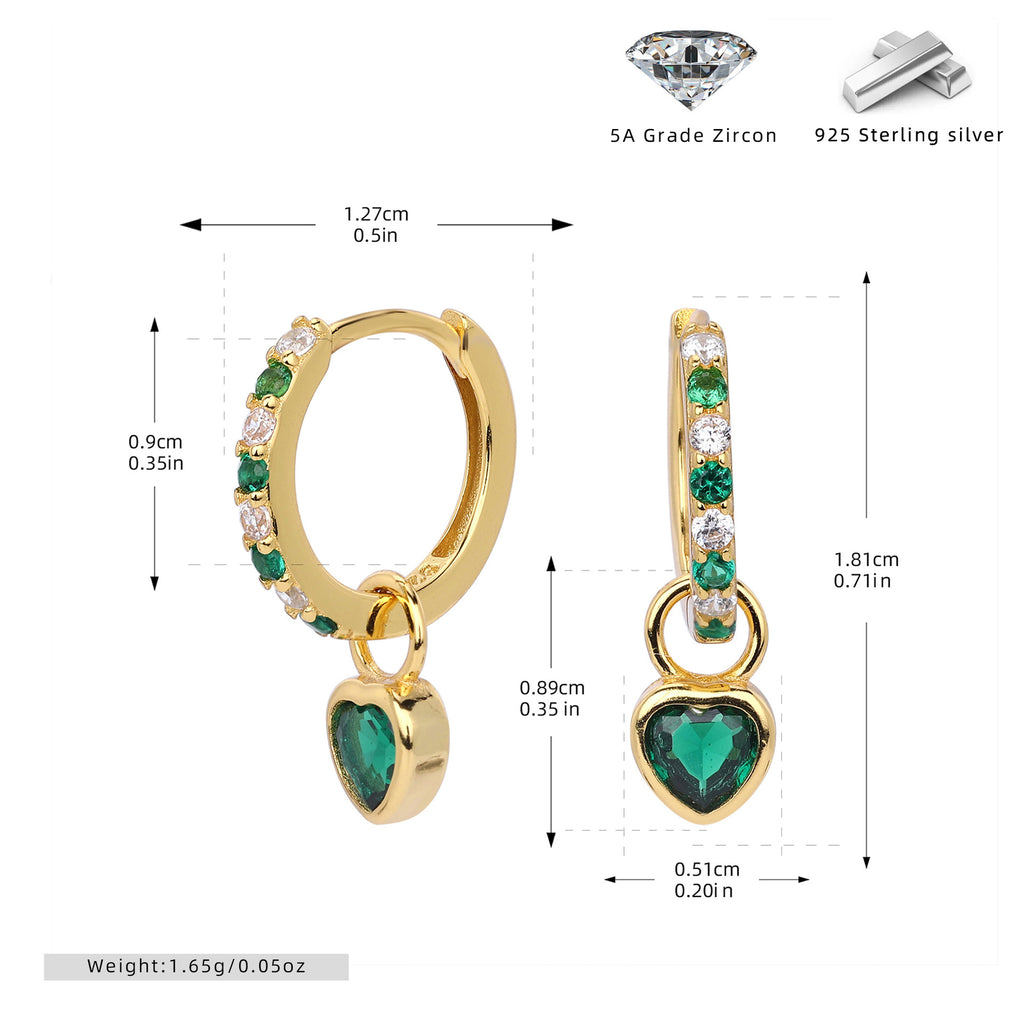 Damen Ohrhänger mit herzförmigem Anhänger aus 925 Sterling Silber und funkelnden Zirkonia Shop Nory
