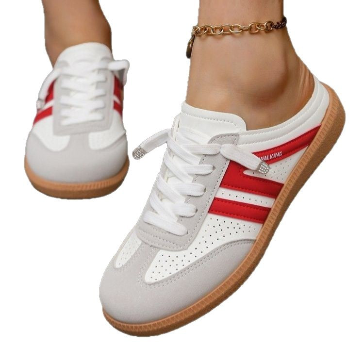 Damen Offene Sneaker‑Mules im Retro‑Tennisstil mit Gummisohle Shop Nory