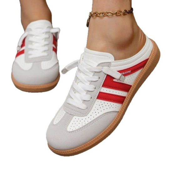 Damen Offene Sneaker‑Mules im Retro‑Tennisstil mit Gummisohle Shop Nory