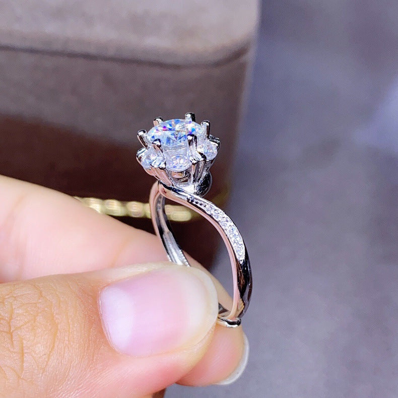Damen blütenförmiger Schmuckring mit strahlendem Zirkonia Shop Nory