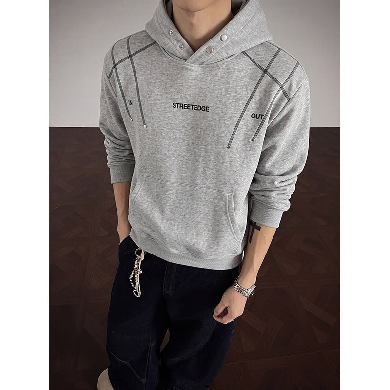 Herren Streetwear-Kapuzenpullover mit Nietenösen und Kontrastkordeln Shop Nory