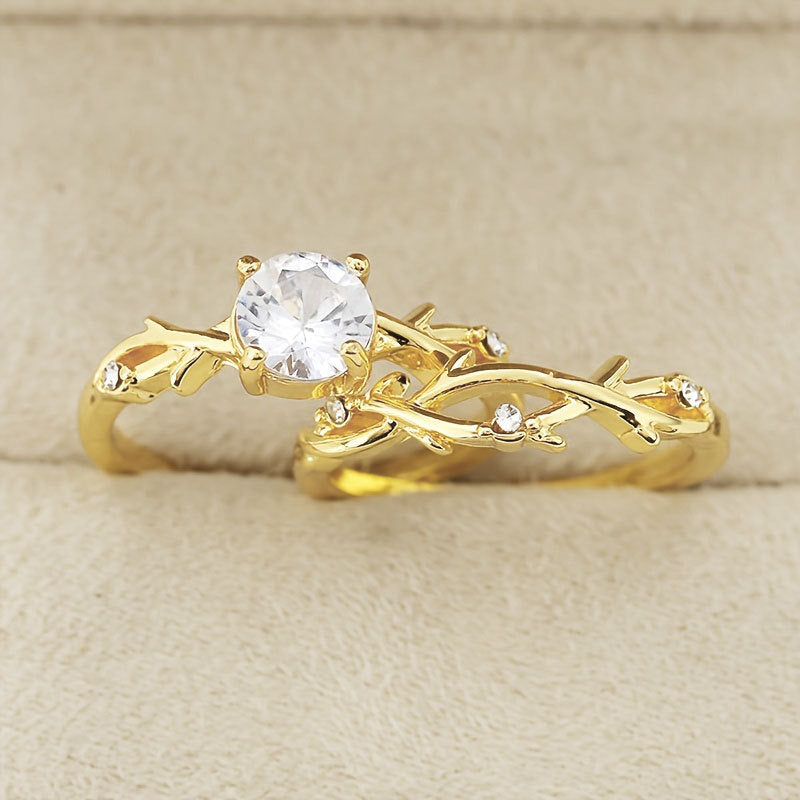 Damenring mit floralen Elementen und funkelnden Zirkonia Shop Nory
