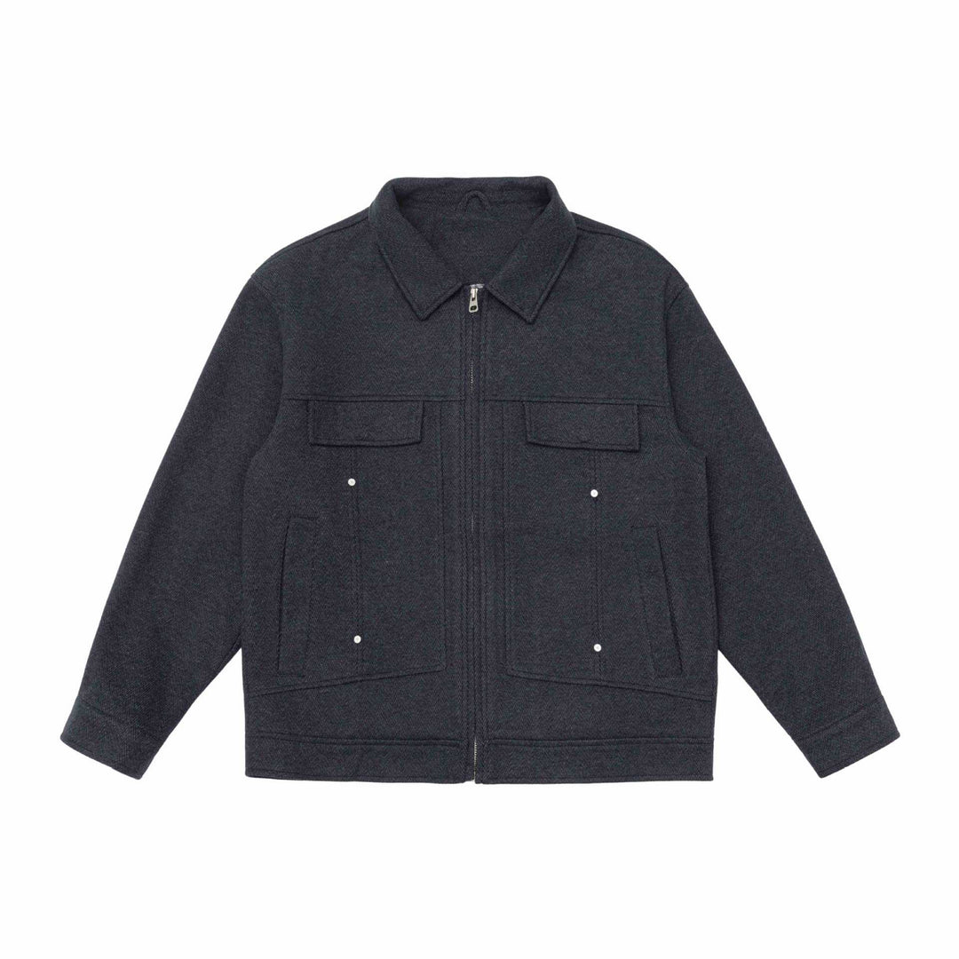 Herren Wollmix‑Shacket mit Reißverschluss, Pattentaschen und kastiger Silhouette Shop Nory