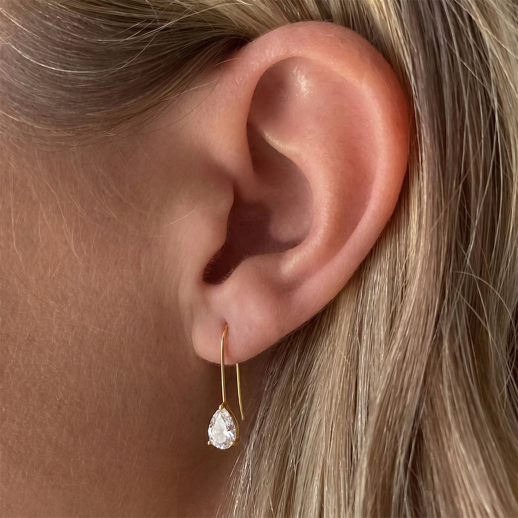 Damen Ohrhänger mit tropfenförmigen Kristall-Akzenten aus hypoallergenem Edelstahl Shop Nory