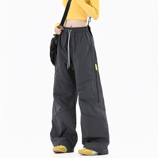Damen Weite Utility-Cargohose mit elastischem Bund und Reißverschlusstaschen Shop Nory