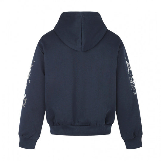 Unisex Oversize-Kapuzenzipjacke mit Allover-Grafikprint, Reißverschluss und geripptem Saum Shop Nory