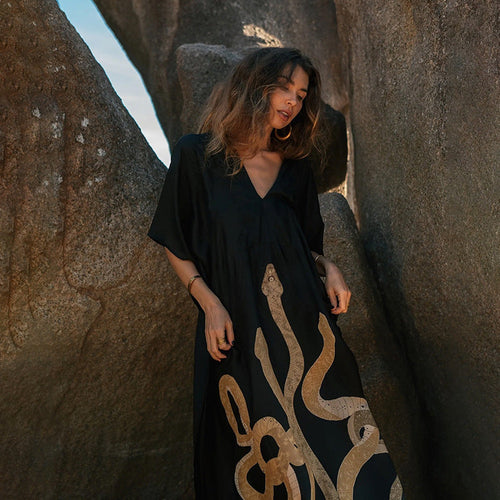 Damen Maxi-Kleid mit einzigartigem Schlangen-Design