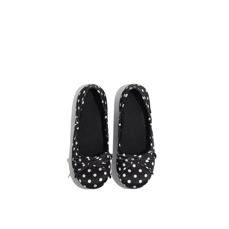 Damen Ballerinas mit punktiertem Design und zierlicher Schleifenapplikation