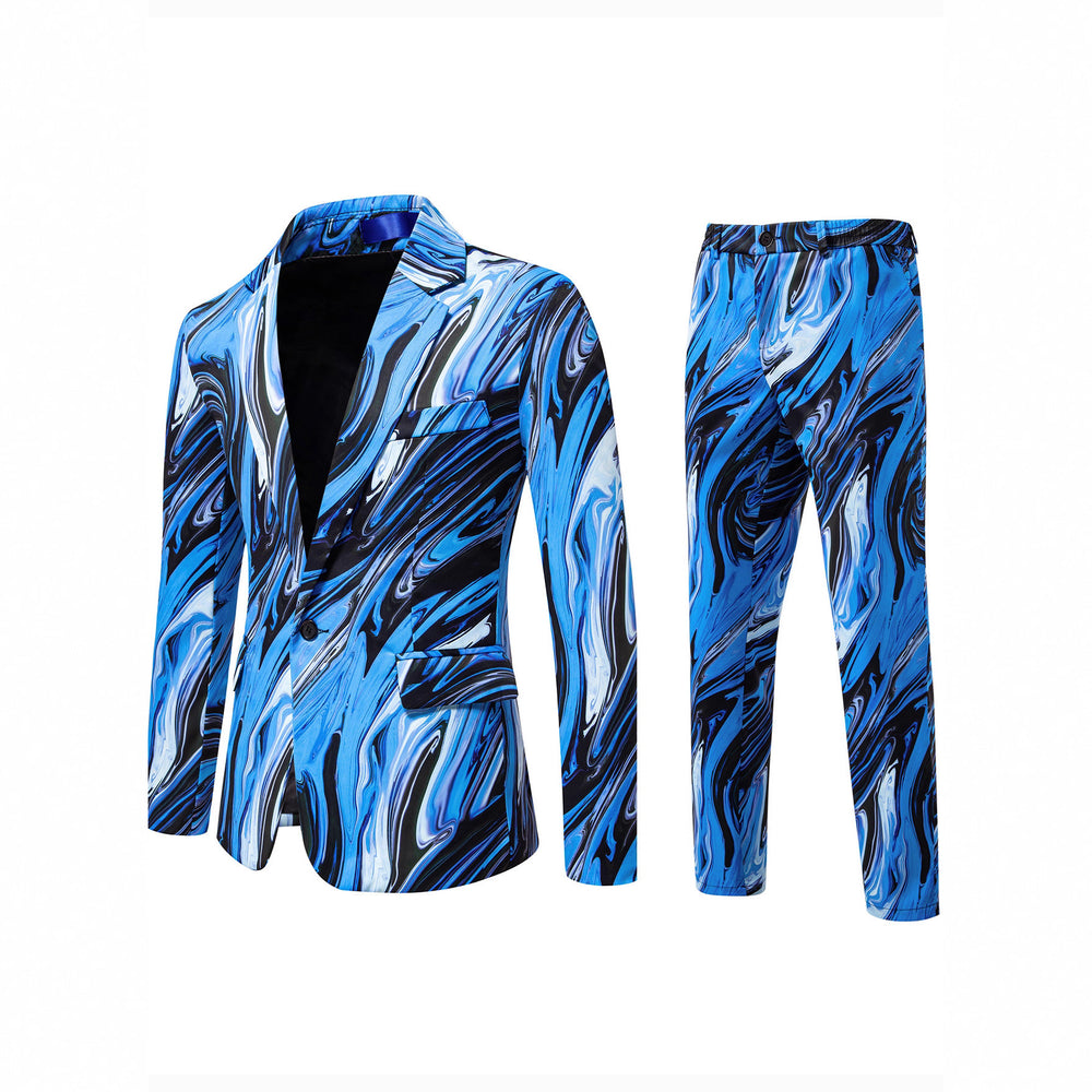 Herren Zweiteiliges Statement-Anzug mit schmal geschnittenem Sakko und Slim-Fit Hose im Marmorprint Shop Nory