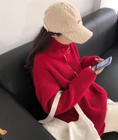 Damen Lässiger Pullover mit Reißverschluss Shop Nory