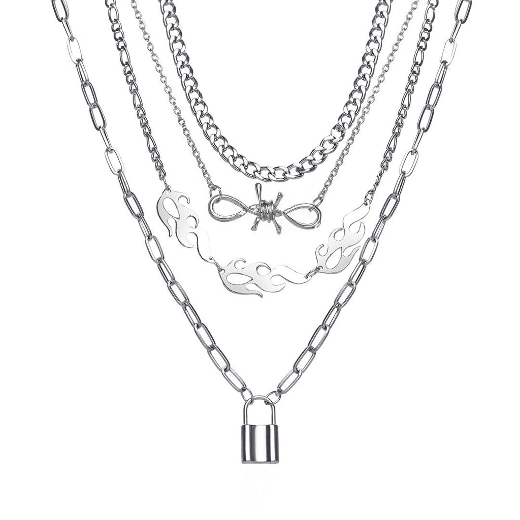 Damen mehrlagige Kette mit einzigartigem Flammen-Design Shop Nory