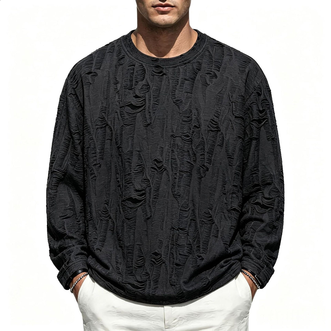 Herren Oversize-Sweatshirt mit ausgefranstem Look und strukturierter Rippoptik Shop Nory