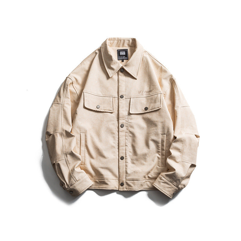 Herren Kurz geschnittener Canvas‑Trucker mit Veloursoptik, Pattentaschen und Druckknopfleiste Shop Nory
